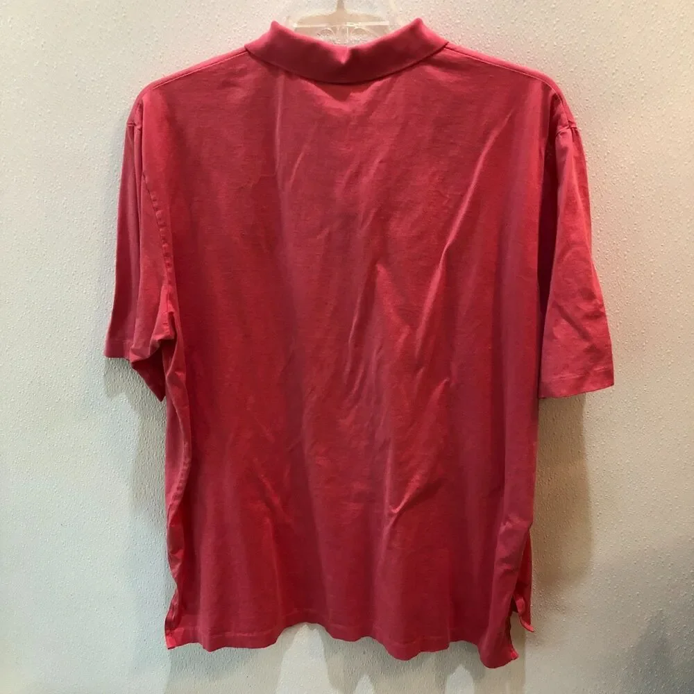 Ralph Lauren Polo Golf Mens Large Pink Pima Cotton Preppy Polo Shirt Size L